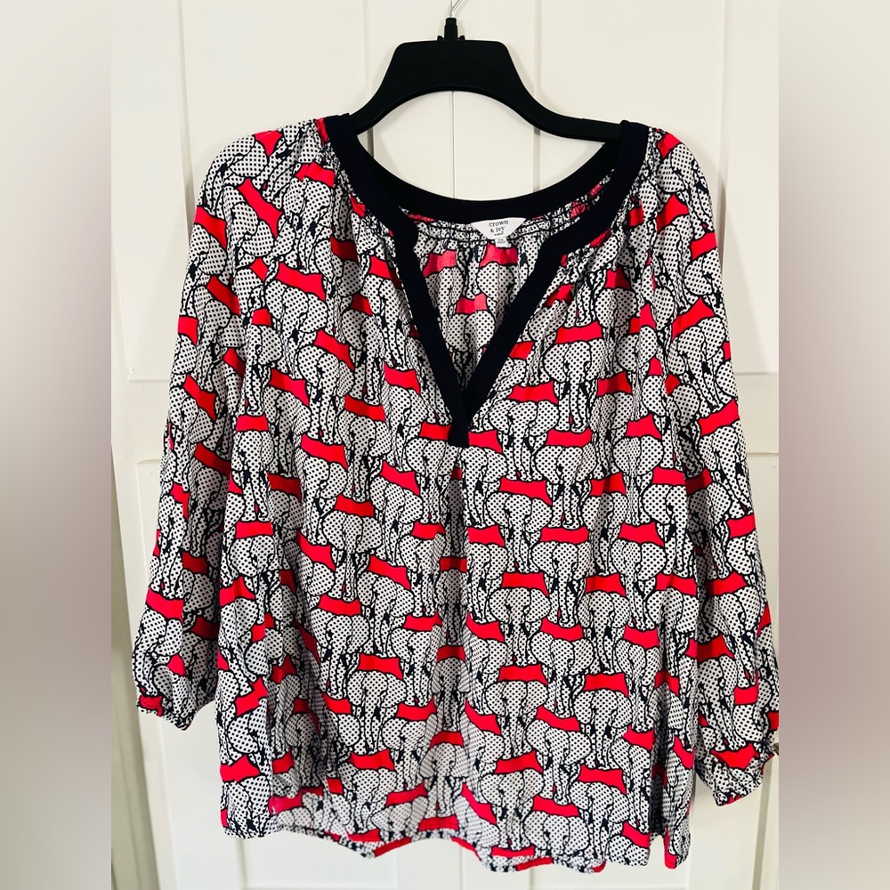 Crown & Ivy Black and Red Patterned Blouse